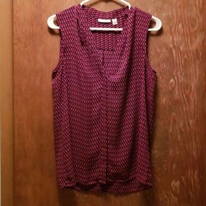 Halogen sleeveless blouse. Purple, red and black
